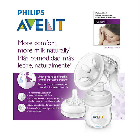 Avent Молокоотсос ручной Natural SCF 330/20 арт86820 с бутылочкой 125 мл в комплекте 1 шт