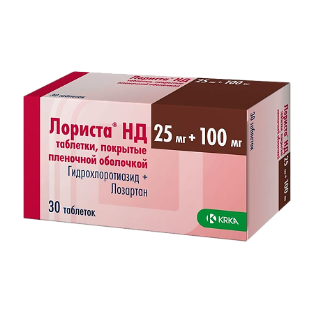 Лориста НД таблетки покрыт.плен.об. 25 мг+100 мг 30 шт