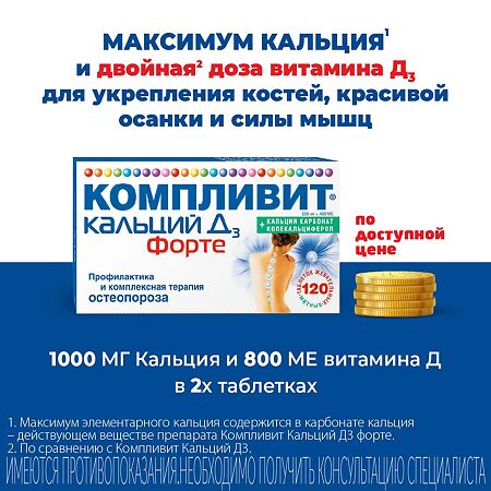 Компливит Кальций Д3 форте таблетки жевательные мятные 100 шт.