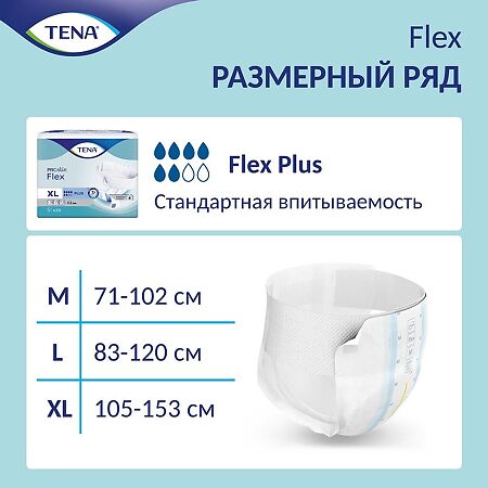 Tena Flex Plus подгузники для взрослых р. M (71-102 см) 30 шт