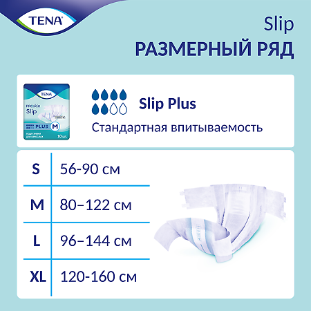 Tena Slip Plus подгузники для взрослых р. M до 120 см 30 шт