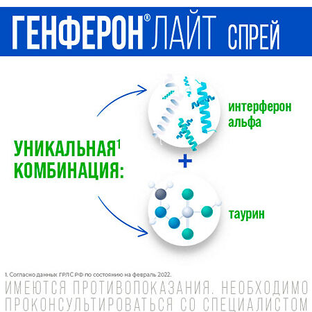 Генферон лайт спрей назальный дозированный 50000 ме+1 мг/доза 100 доз