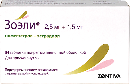 Зоэли таблетки покрыт.плен.об. 2,5 мг+1,5 мг 84 шт