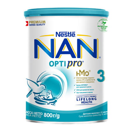 NAN 3 Optipro Смесь с 12 мес 800 г 1 шт