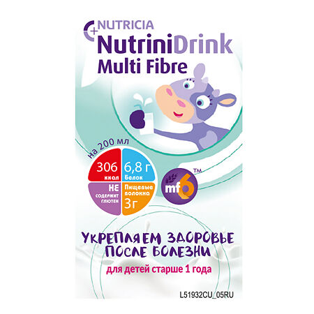 NutriniDrink Multi Fibre с пищевыми волокнами готовая смесь с нейтральным вкусом 200 мл 1 шт