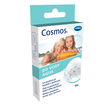 Пластырь Cosmos aqua нестерильный 3 размера 10 шт (2,5 см х 7,2 см (4 шт.), 3 см х 4 см (4 шт) и 4 см х 6 см (2 шт) 1 уп