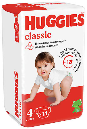 Huggies Подгузники Классик 7-18 кг 14 шт