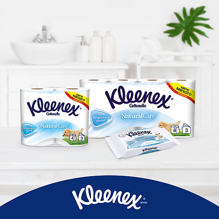 Kleenex Бумага туалетная Natural Care 3-х слойная белая 4 шт