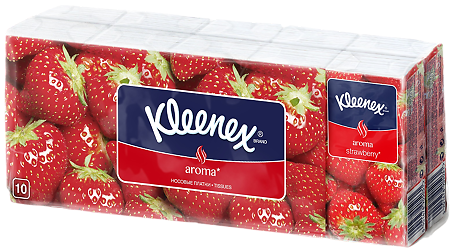 Kleenex Платки носовые бумажные клубника 10х10 шт 1 уп