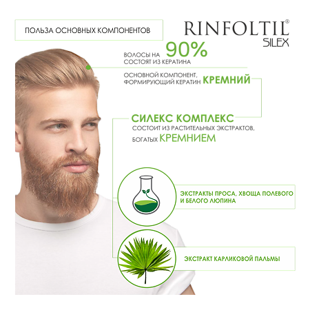 Ринфолтил Силекс лосьон с кремнием от выпадения волос для мужчин амп 10 мл 10 шт