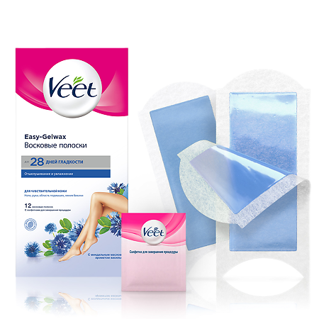 Veet полоски восковые для депиляции для чувствительной кожи 12 шт