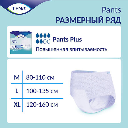 Tena Pants Plus подгузники для взрослых (трусы) р.L (100-135 см) 10 шт