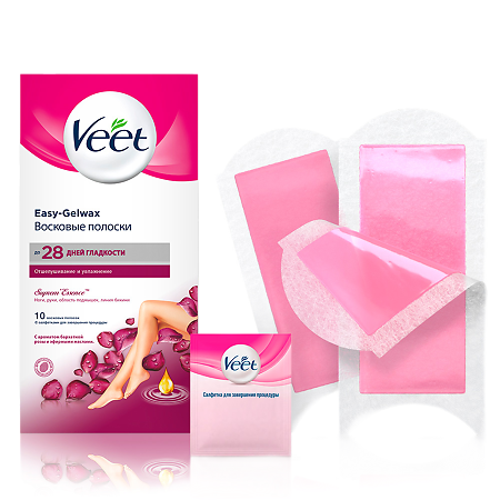 Veet полоски восковые для депиляции с ароматом бархатной розы 10 шт