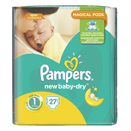 Подгузники Памперс (Pampers) Нью Бэби-Драй Ньюборн р.1 (2-5 кг) 27 шт