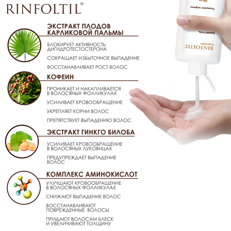 Ринфолтил Эспрессо Усиленная формула шампунь от выпадения волос с кофеином 200 мл 1 шт