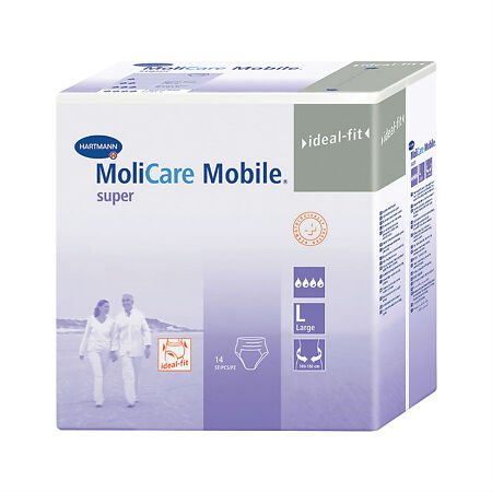 Трусы-подгузники МолиКар Мобайл супер/MoliCare Mobile super ideal-fit р. L 14 шт