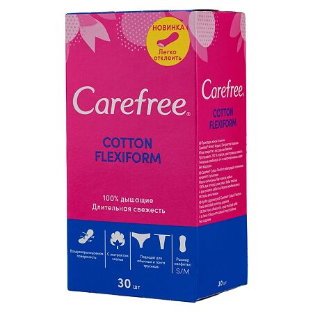 Carefree Flexiform салфетки (прокладки) ежедневные 30 шт