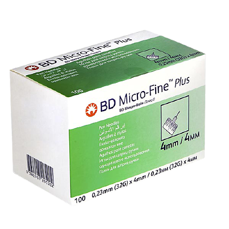 Иглы BD Micro-Fine Plus 0,23 мм (32G) х 4 мм 100 шт