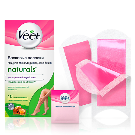 Veet полоски восковые для депиляции с маслом ши 10 шт