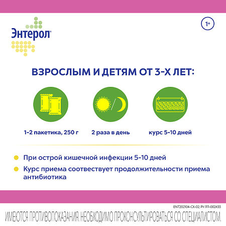 Энтерол порошок д/приг суспензии для приема внутрь 250 мг 20 шт