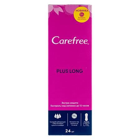 Carefree Plus Long салфетки (прокладки) ежедневные 24 шт