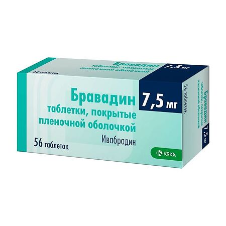 Бравадин таблетки покрыт.плен.об. 7,5 мг 56 шт