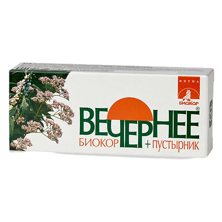 Вечернее+пустырник Биокор драже массой 0,16 г 60 шт