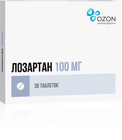 Лозартан таблетки покрыт.плен.об. 100 мг 30 шт