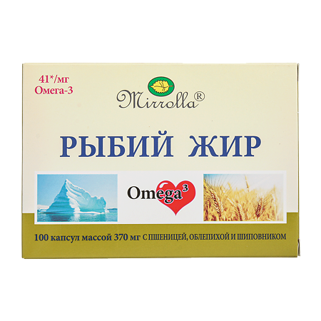 Mirrolla Рыбий жир с пшеницой облепихой и шиповником капсулы массой 370 мг 100 шт