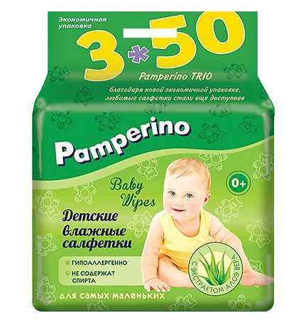 Pamperino Салфетки влажные детские Trio 50 шт 3 уп