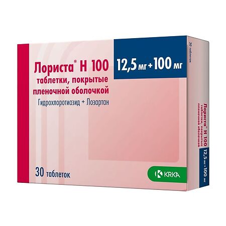 Лориста Н таблетки покрыт.плен.об. 100 мг+12,5 мг 30 шт