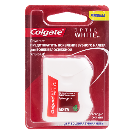 Colgate Зубная нить Optic White 25 м 1 шт