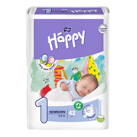 Bella Подгузники Baby Happy 1 Newborn 2-5 кг 42 шт