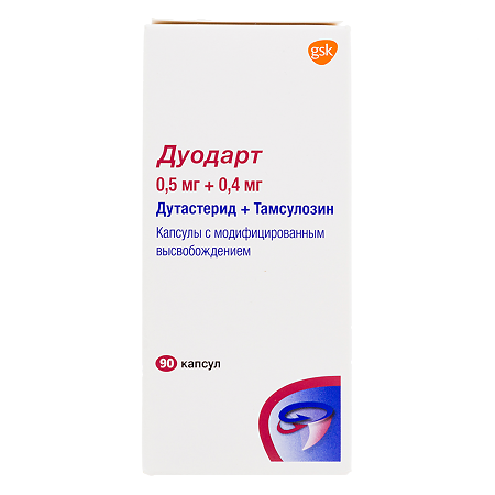 Дуодарт капсулы с модифицированным высвобождением 0,5 мг+0,4 мг 90 шт