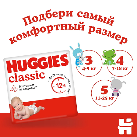 Huggies Подгузники Классик р.5 11-25 кг 11 шт