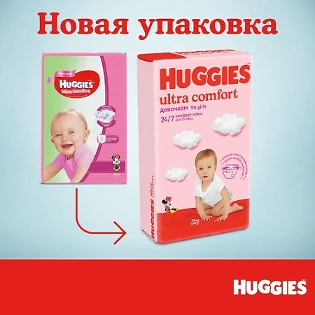 Huggies Подгузники Ultra Comfort 4 для девочек 8-14 кг 80 шт