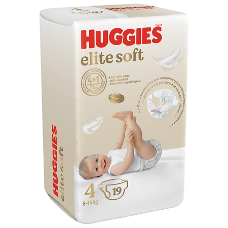 Huggies Подгузники Elite Soft 4 8-14 кг 19 шт