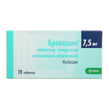 Бравадин таблетки покрыт.плен.об. 7,5 мг 28 шт