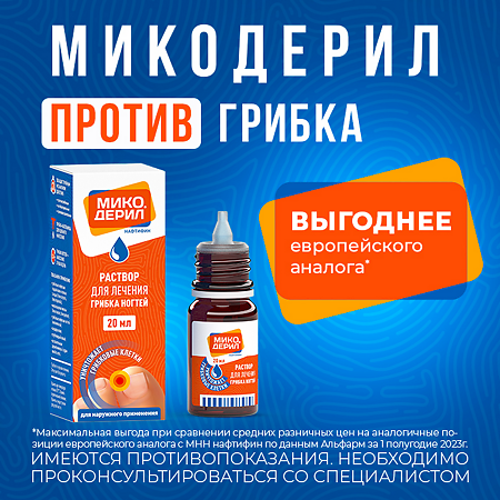 Микодерил раствор для наружного применения 1 % 20 мл 1 шт