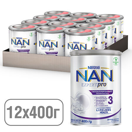 NAN Гипоаллергенный 3 Optipro Смесь 400 г 1 шт