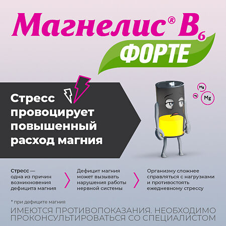 Магнелис В6 форте таблетки покрыт.плен.об. 100 мг+10 мг 30 шт