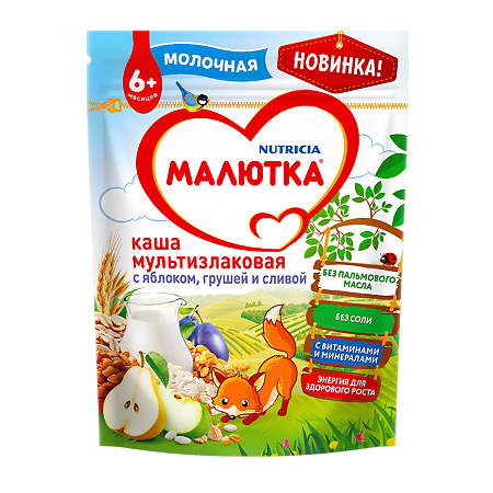 Малютка каша молочная мультизлаковая с фруктами с 6 мес. 220 г 1 шт