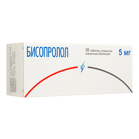 Бисопролол таблетки покрыт.плен.об. 5 мг 50 шт