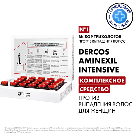 Vichy Dercos Aminexil Intensiv 5 cредство против выпадения волос для женщин ампулы 21 шт