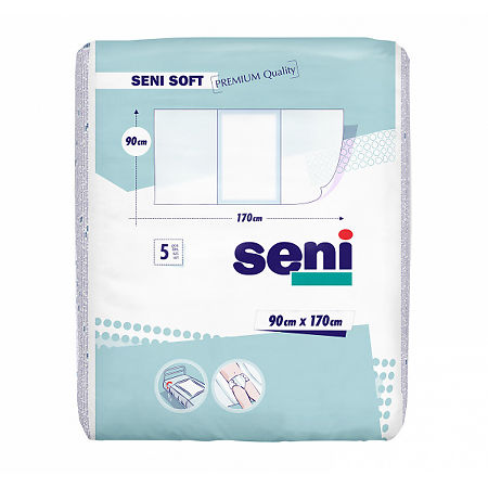 Seni Soft простыни (пеленки)  90х170см с крылышками 5 шт