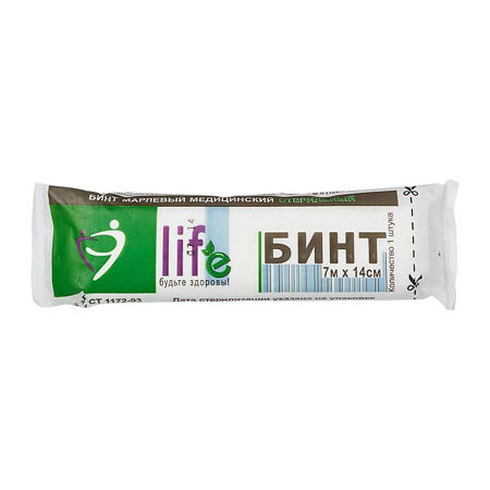 Бинт стерильный Life 14 см х 7 м 1 шт