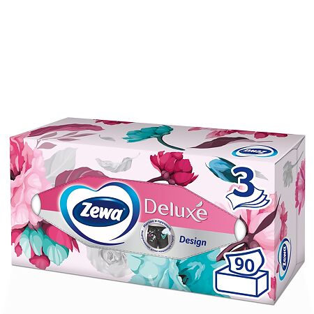 Салфетки бумажные Zewa Deluxe Дизайн 3 слоя в коробке 90 шт