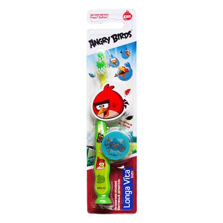 Longa Vita Зубная щетка Angry Birds с защитным колпачком арт. AB-1 1 шт