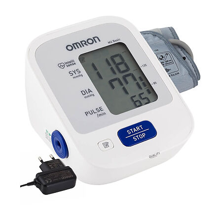 Тонометр Omron M2 Basic HEM-7121-ARU с адаптером+средняя манжета 22-32 см 1 шт