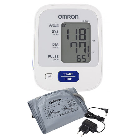 Тонометр Omron M2 Basic HEM-7121-ARU с адаптером+средняя манжета 22-32 см 1 шт